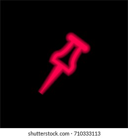Pushpin red glowing neon ui ux icon. Glowing sign logo vector