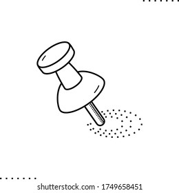 Pushpin with shadow vector icon in outlines