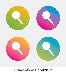 Pushpin sign icon. Pin button. Gradient flat buttons with icon. Modern design. Vector