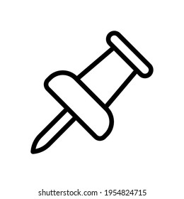 Pushpin o thumbtack, alfiler de la oficina, icono simple. Icono negro sobre fondo blanco
