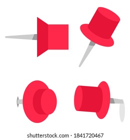 Pushpin vector cartoon set isolated on a white background.