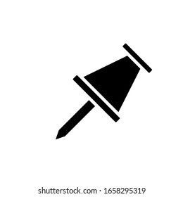 Pushpin vector icon on white background.