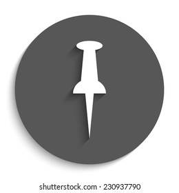 Pushpin  - vector icon with shadow on a round grey button