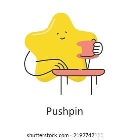Ilustración vectorial de Pushpin aislada sobre fondo blanco. Diseño de estilo Ilustración plana.