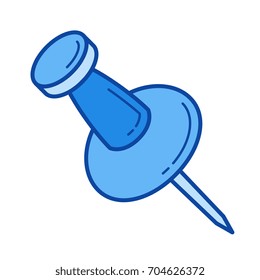 Pushpin vector line icon isolated on white background. Pushpin line icon for infographic, website or app. Blue icon designed on a grid system.