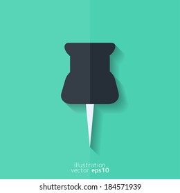 Pushpin web icon. Flat design.