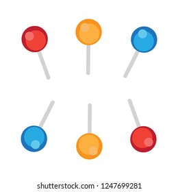Pushpins paper vector. Push pins for map