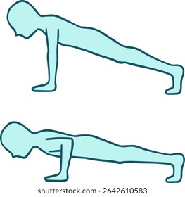 Push-Up Silueta de ejercicio Línea de arte