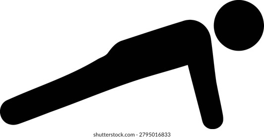 Pushup exercise vector graphic depicts a human figure performing a fitness move to represent strength training and active health in modern design.