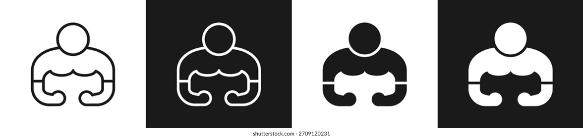 Estilo Del Icono Del Glifo De La Línea De Push-Up N En Fondo Blanco Y Negro