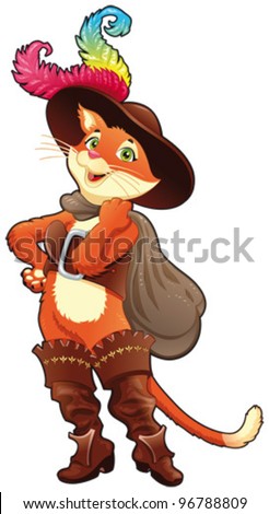 Puss in boots. Cartoon character, isolated object.