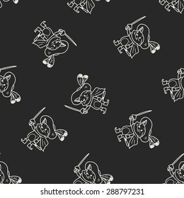 Puss In Boots doodle seamless pattern background