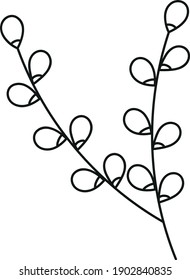 pussy willow branch in doodle style easter symbol
