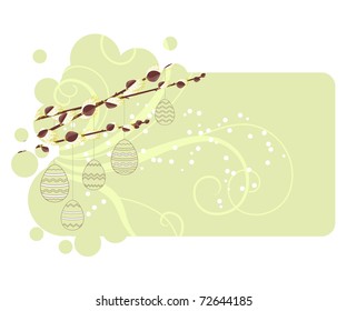 Pussy willow branches with hanging easter eggs