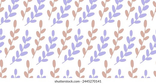 Pussy willow branches seamless pattern vector illustration. Botanical ornament. Plant repeated texture. Design for textile, fabric, nursery goods, print, wrapping paper, packaging.