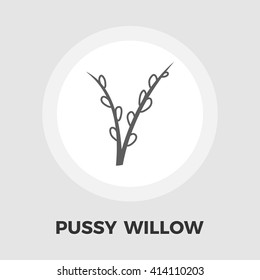 Pussy-willow icon vector. Flat icon isolated on the white background. Editable EPS file. Vector illustration.
