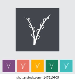 Pussy-willow single flat icon. Vector illustration.