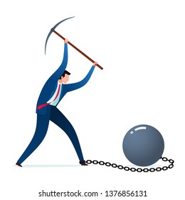 Put all effort breaking the chain to get freedom. Business concept illustration.