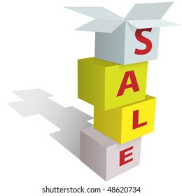 Put anything on SALE with a stack of retail store boxes as a sign.