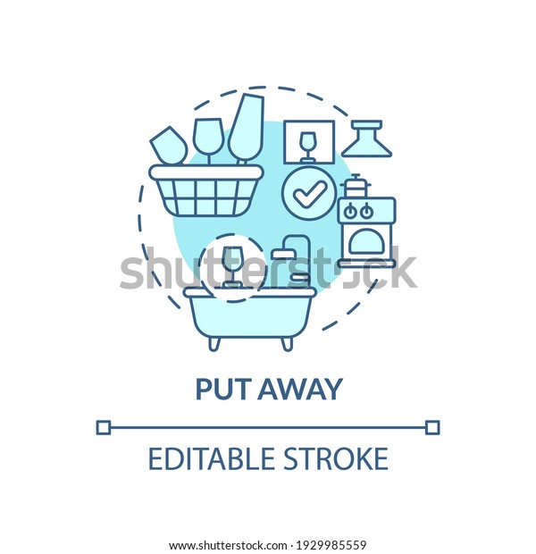 Put away concept icon. Using boxes for things idea\
thin line illustration. Freeing up storage space. Decluttering of\
house. Vector isolated outline RGB color drawing. Editable\
stroke