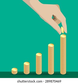 Put Coin To Highest Stack Of Coins.