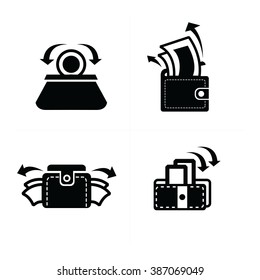Put down money in Wallet set icon
