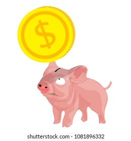 Put each coin through the hole in the piggy bank design.