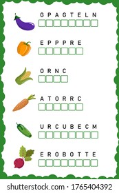 Put the letters in the correct order. Worksheet for education. Education logic game. Worksheet practice for preschool, elementary and middle school kids. Fun logic puzzle activity sheet.