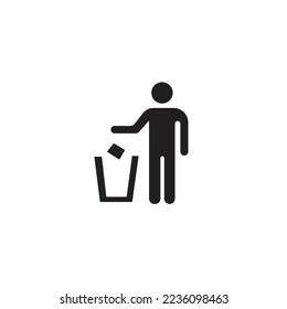 Put litter in its place vector symbol trash bin emoji