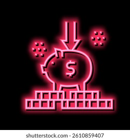 put money in piggy bank neon light sign vector. put money in piggy bank illustration