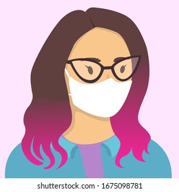 Put on a medical mask. The world is struggling with an outbreak of coronavirus. do not panic and stay home for your safety. take care of yourself. Vector graphics