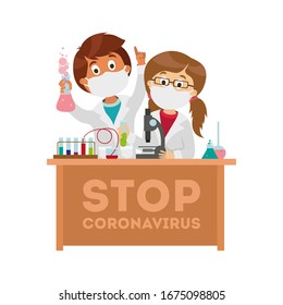 Put on a medical mask. The world is struggling with an outbreak of coronavirus. do not panic and stay home for your safety. take care of yourself. Vector graphics