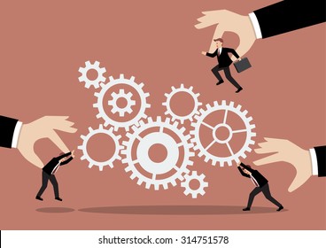 Put the right man on the right job. Business concept with mechanism system