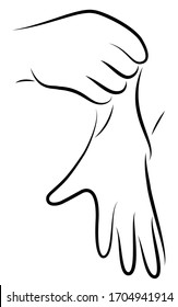 Put rubber gloves on your hands. Hygienic procedure. Disease prevention, good for health. Vector illustration.