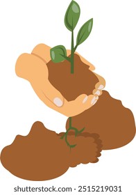 to put or set into the ground to grow isometric concept, seeding, drilling, sowing and putting in vector icon design, Lawn Gardening symbol, Farm and Plant sign, agriculture and horticulture equipment