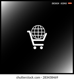 put in shopping cart, Globe. icon. vector design