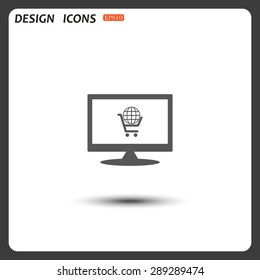 put in shopping cart, Globe. icon. vector design