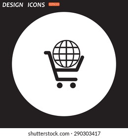 put in shopping cart, Globe. icon. vector design