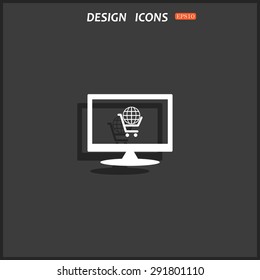 put in shopping cart, Globe. icon. vector design