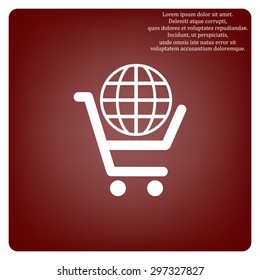 put in shopping cart, Globe. icon. vector design