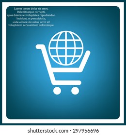 put in shopping cart, Globe. icon. vector design