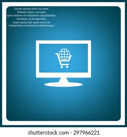 put in shopping cart, Globe. icon. vector design