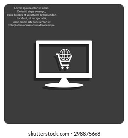 put in shopping cart, Globe. icon. vector design