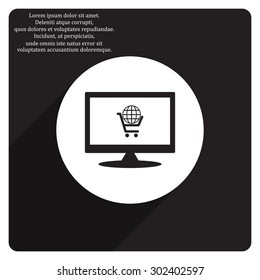 put in shopping cart, Globe. icon. vector design