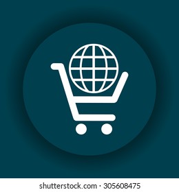 put in shopping cart, Globe. icon. vector design