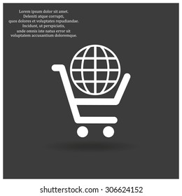 put in shopping cart, Globe. icon. vector design