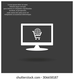put in shopping cart, Globe. icon. vector design