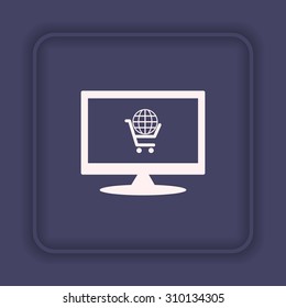 put in shopping cart, Globe. icon. vector design