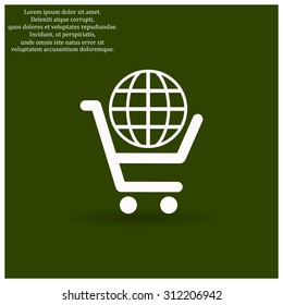put in shopping cart, Globe. icon. vector design