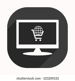 put in shopping cart, Globe. icon. vector design